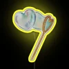 seventeen neon sign with rgb lighting and yellow highlights featuring heart bubble decorations.