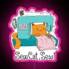 Sew Cat Sew RGB Neon Sign in Pink