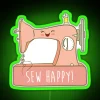 Cute Sewing Sign with LED RGB Neon Green Light for Happy Sewists