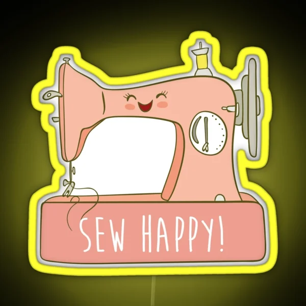 Sew Happy Cute Sewing Sewist Led RGB Neon Sign