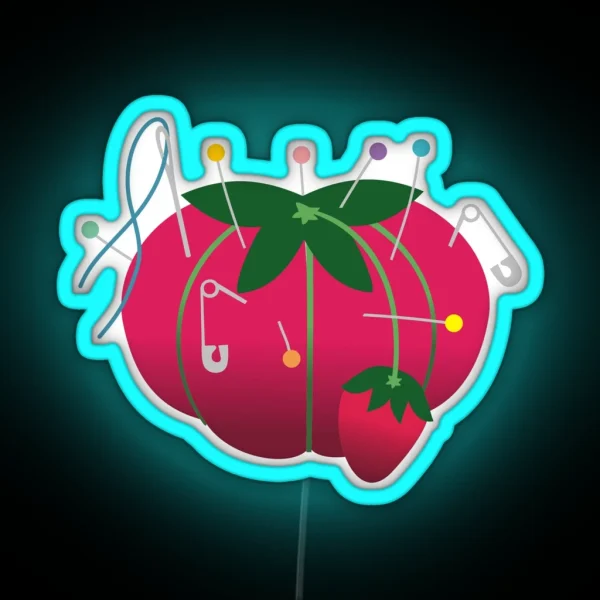 Sewing Tomato Strawberry Pin Cushion RGB Neon Sign
