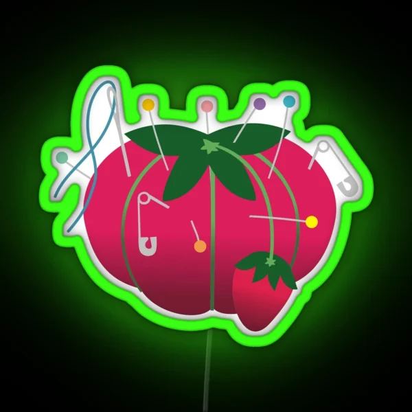 Sewing Tomato Strawberry Pin Cushion RGB Neon Sign