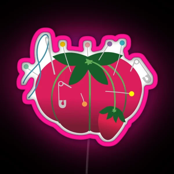 Sewing Tomato Strawberry Pin Cushion RGB Neon Sign