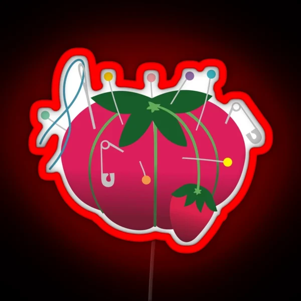 Sewing Tomato Strawberry Pin Cushion RGB Neon Sign