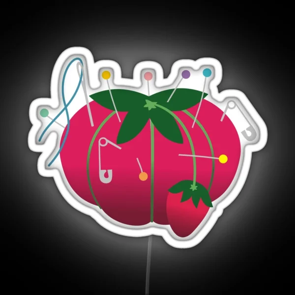 Sewing Tomato Strawberry Pin Cushion RGB Neon Sign