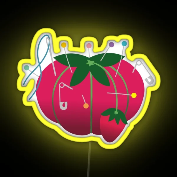 Sewing Tomato Strawberry Pin Cushion RGB Neon Sign