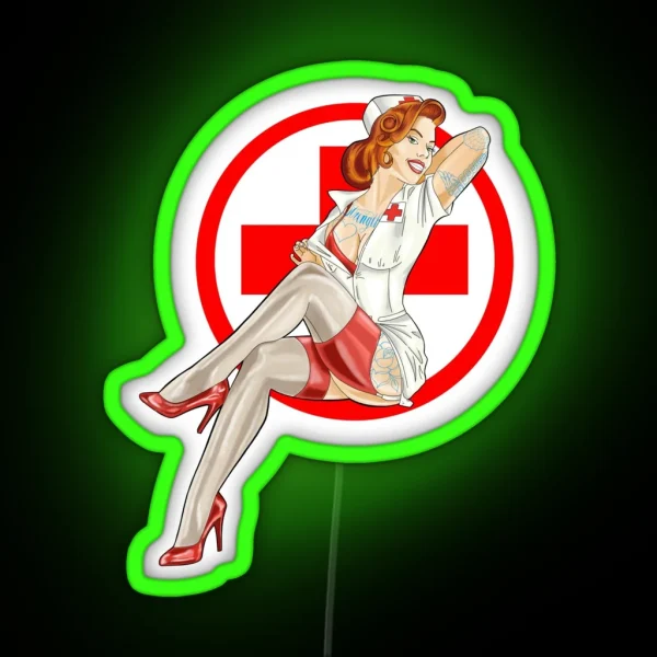 Sexy Nurse Pin Up RGB Neon Sign