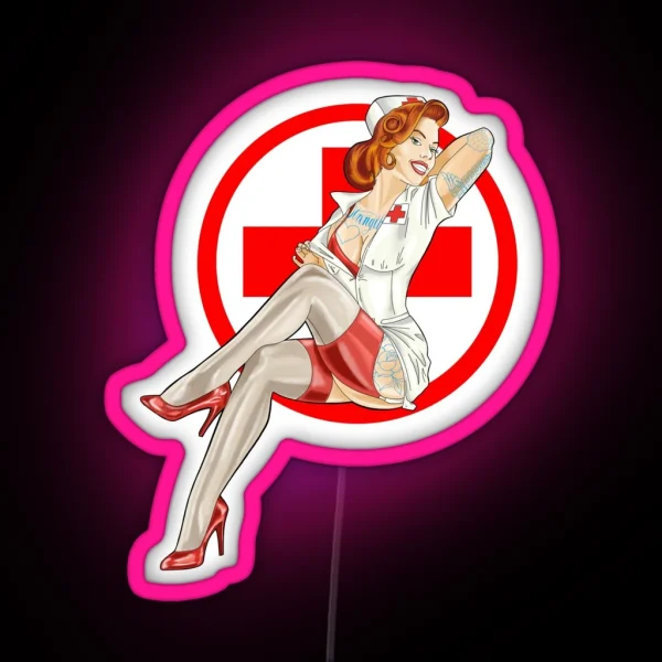 Sexy Nurse Pin Up RGB Neon Sign