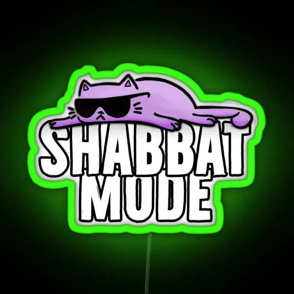 Shabbat Fashion Loafers Cat RGB Neon Sign