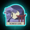 Shadow at water's edge neon sign vector art RGB neon blue.