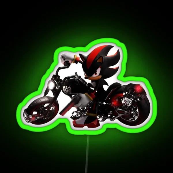 Shadow The Hedgehog Fan Art Merch Motorcycle RGB Neon Sign