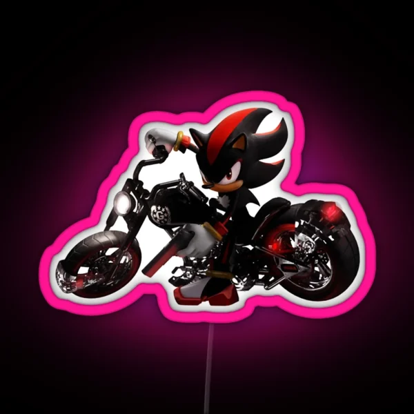 Shadow The Hedgehog Fan Art Merch Motorcycle RGB Neon Sign