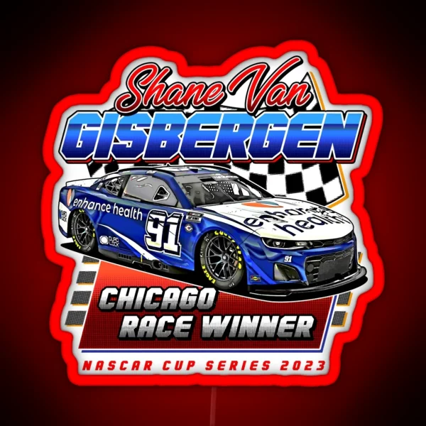 Shane Van Gisbergen Chicago Race Winner Nascar Cup Kyle Larson RGB Neon Sign