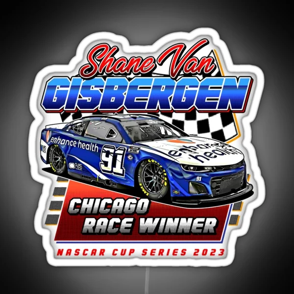 Shane Van Gisbergen Chicago Race Winner Nascar Cup Kyle Larson RGB Neon Sign