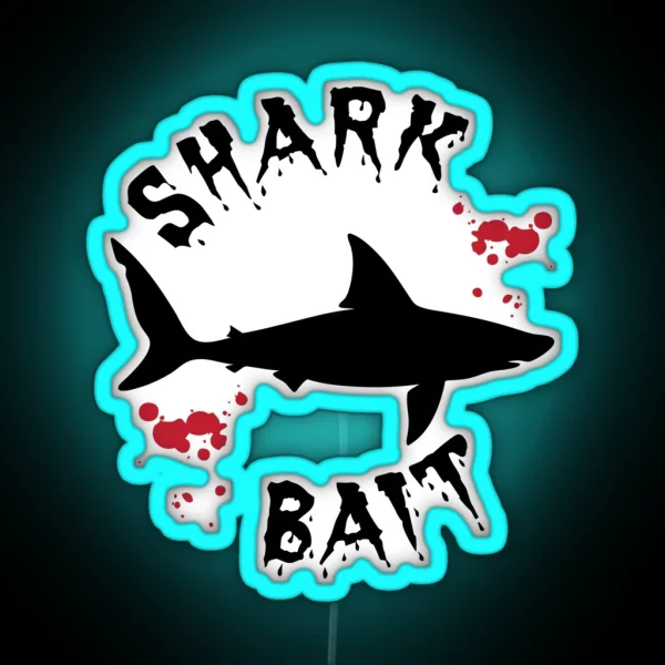 Shark Bait Great White Shark Blood Splatter RGB Neon Sign
