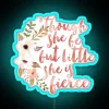 She Is Fierce vibrant neon sign in RGB blue.
