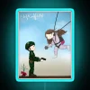 yoon se ri and ri jung hyuk she's crashing on you rgb neon sign k-pop music video art blue glowing lights.