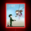 Crash Landing on You - Yoon Se Ri and Ri Jung Hyuk Neon Sign Scene with Vibrant RGB Colors | High-Quality Drama Image.