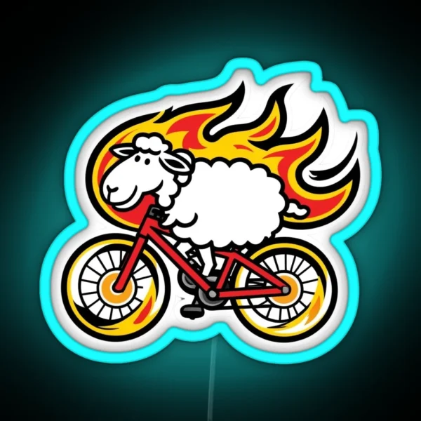 Sheep On Bike RGB Neon Sign