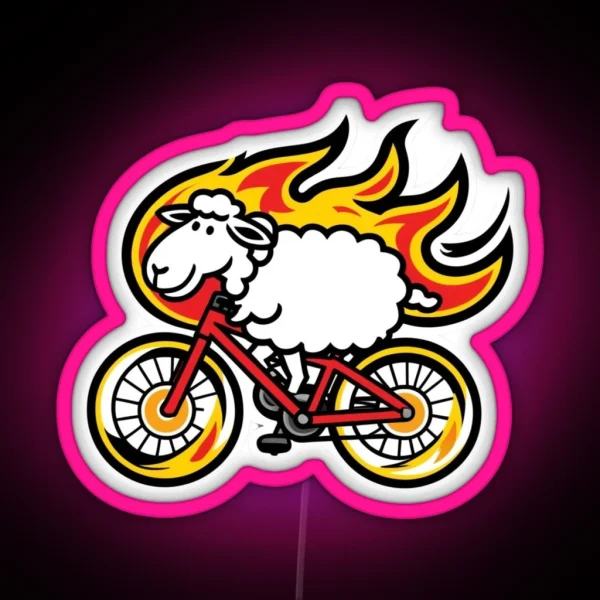 Sheep On Bike RGB Neon Sign
