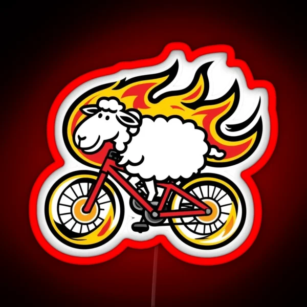 Sheep On Bike RGB Neon Sign