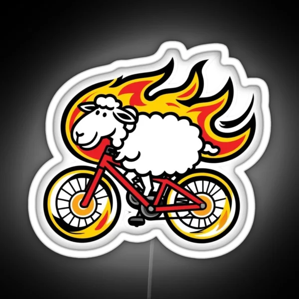 Sheep On Bike RGB Neon Sign