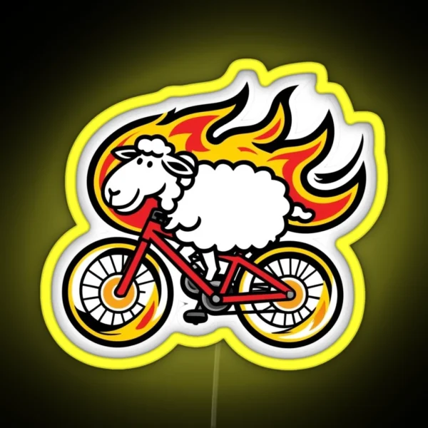 Sheep On Bike RGB Neon Sign