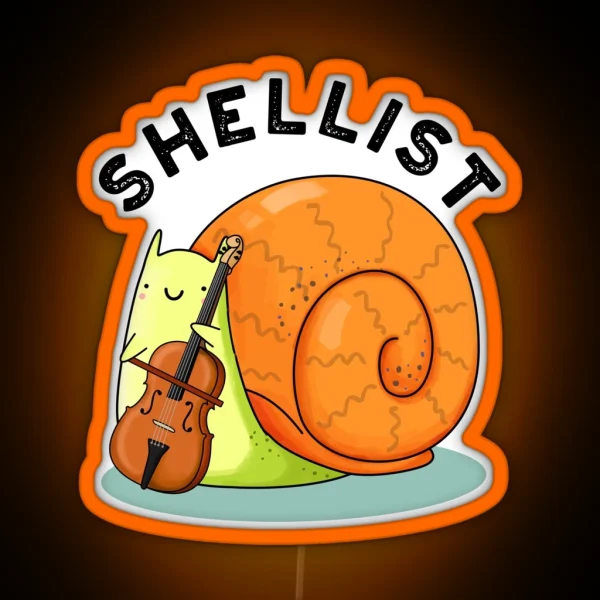 Shellist Funny Snail Cello Puns RGB Neon Sign
