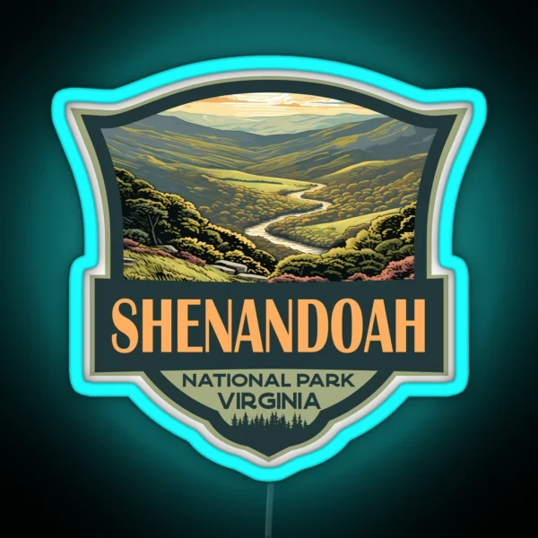 Shenandoah National Park Illustration Travel RGB Neon Sign