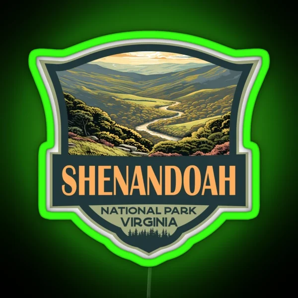 Shenandoah National Park Illustration Travel RGB Neon Sign