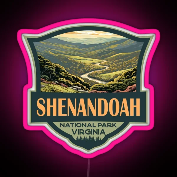 Shenandoah National Park Illustration Travel RGB Neon Sign