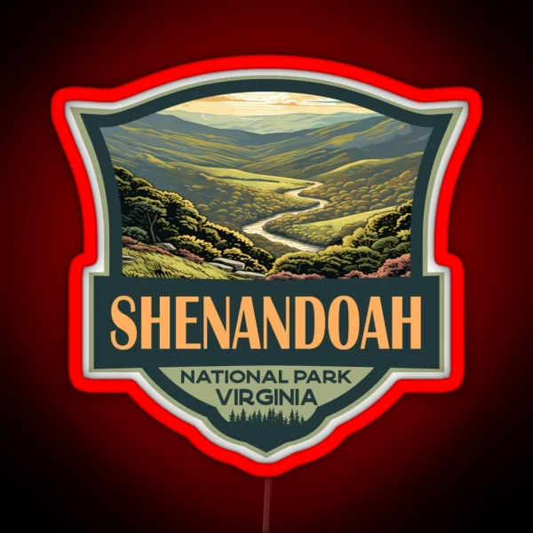 Shenandoah National Park Illustration Travel RGB Neon Sign