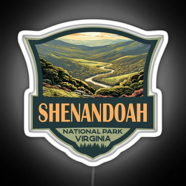 Shenandoah National Park Illustration Travel RGB Neon Sign