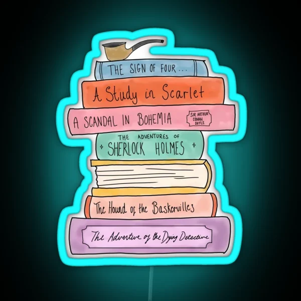 Sherlock Holmes Book Stack RGB Neon Sign