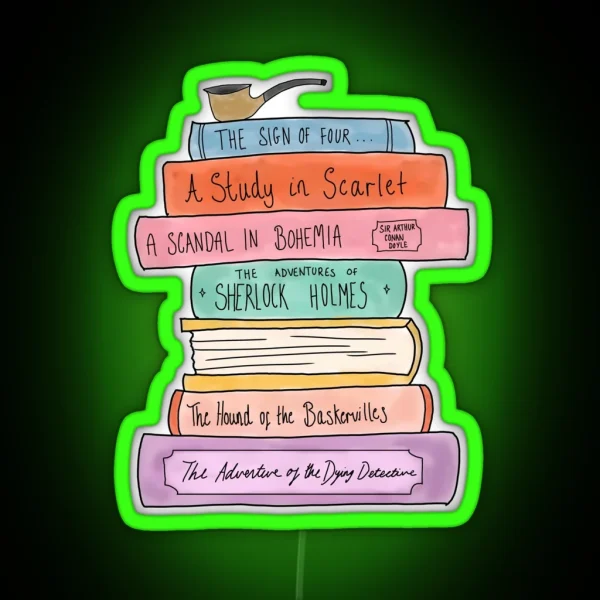 Sherlock Holmes Book Stack RGB Neon Sign
