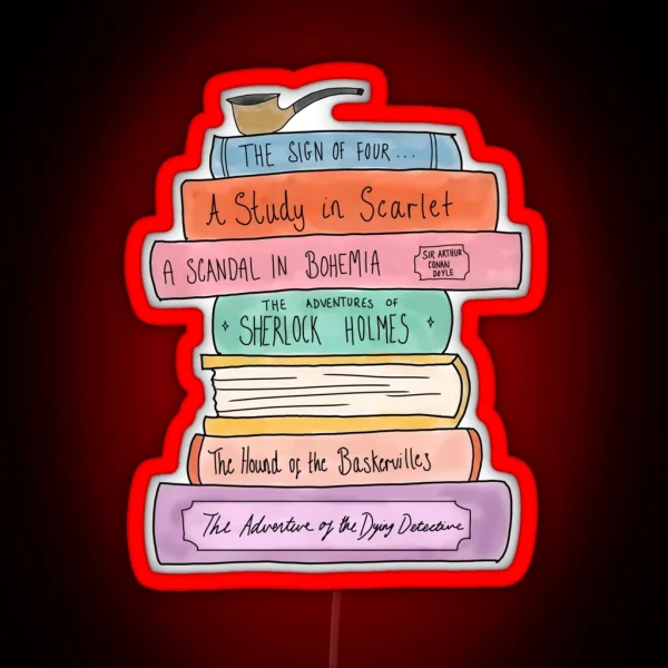 Sherlock Holmes Book Stack RGB Neon Sign