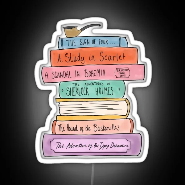 Sherlock Holmes Book Stack RGB Neon Sign