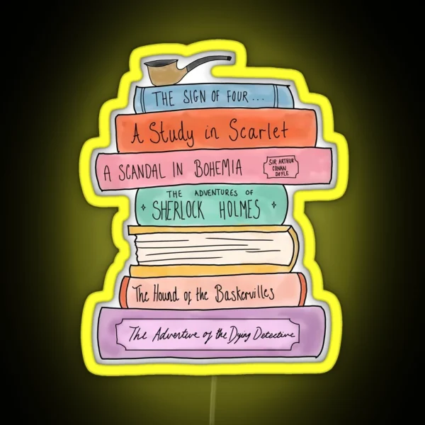 Sherlock Holmes Book Stack RGB Neon Sign