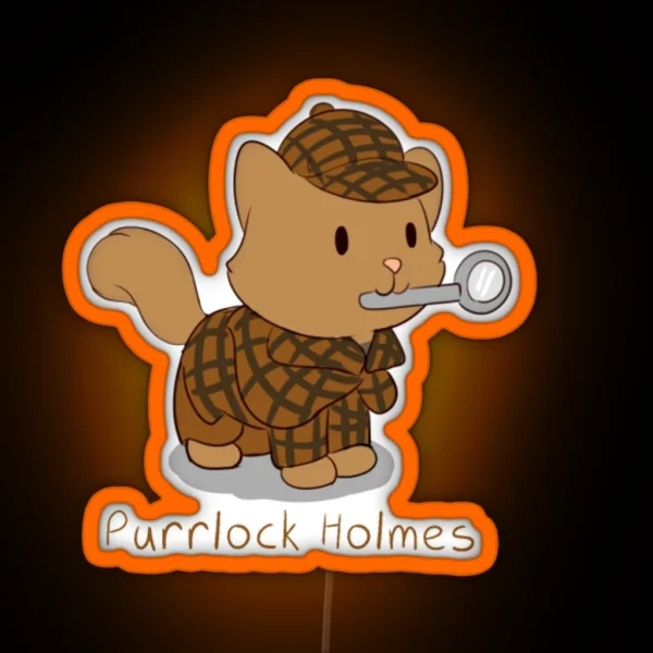 Sherlock Holmes Cat Pun RGB Neon Sign