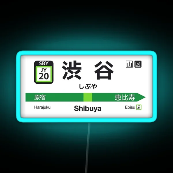 Shibuya Japan Train Station RGB Neon Sign