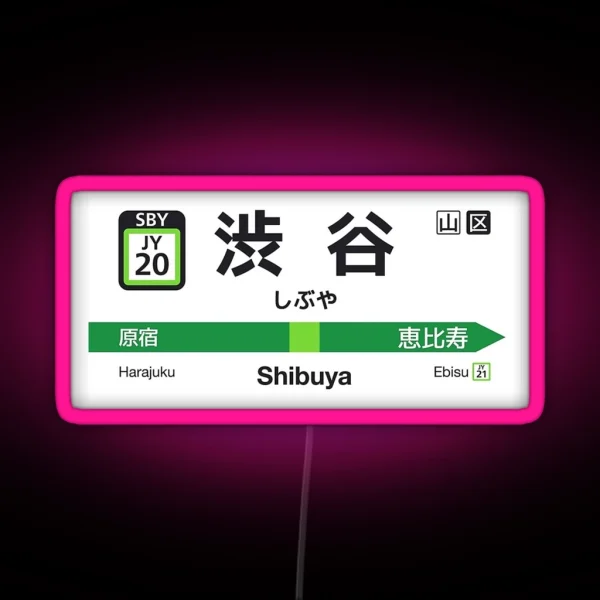 Shibuya Japan Train Station RGB Neon Sign