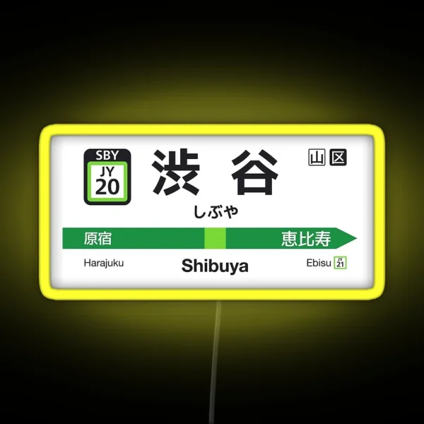 Shibuya Japan Train Station RGB Neon Sign