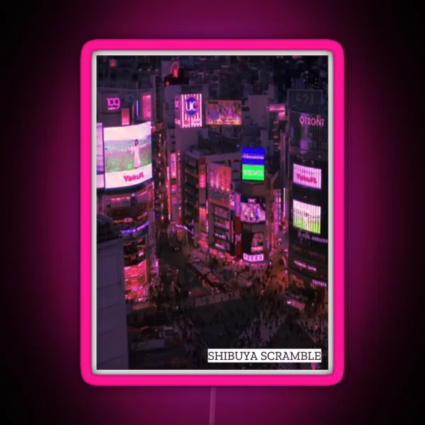 Shibuya Scramble Pink Neon RGB Neon Sign