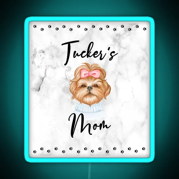 Shih Tzu Mom Couple Love Style Marble RGB Neon Sign