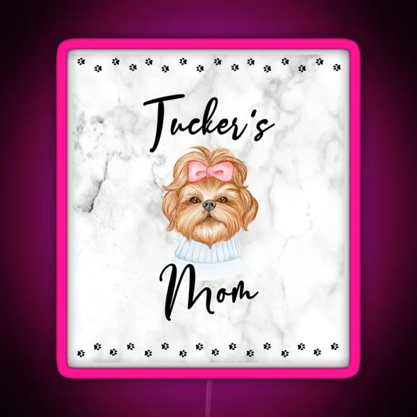 Shih Tzu Mom Couple Love Style Marble RGB Neon Sign