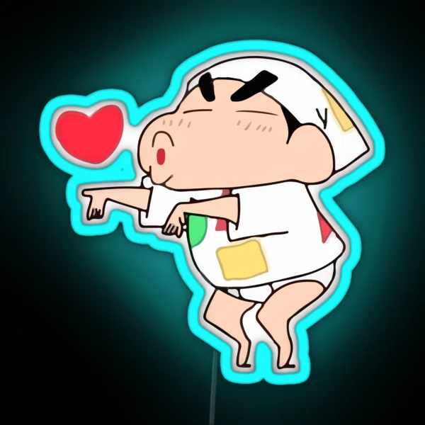 Shin Chan Little Kiss PANTONE RGB Neon Sign