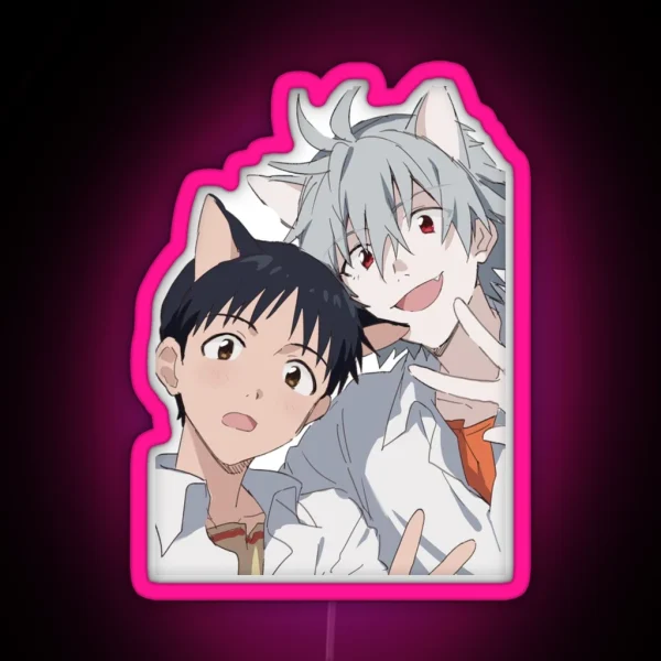 Shinji And Kaworu Catboys RGB Neon Sign