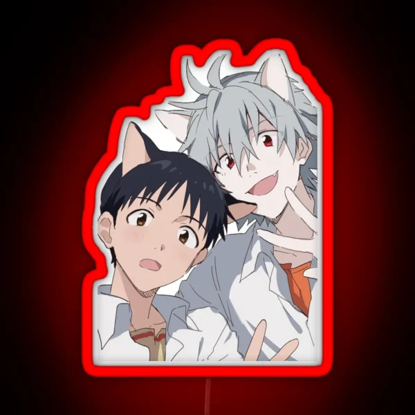 Shinji And Kaworu Catboys RGB Neon Sign