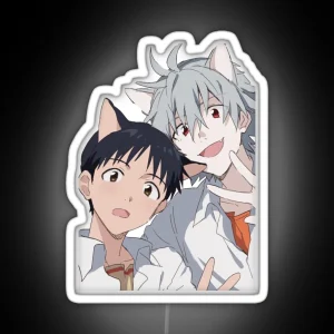 Shinji And Kaworu Catboys RGB Neon Sign