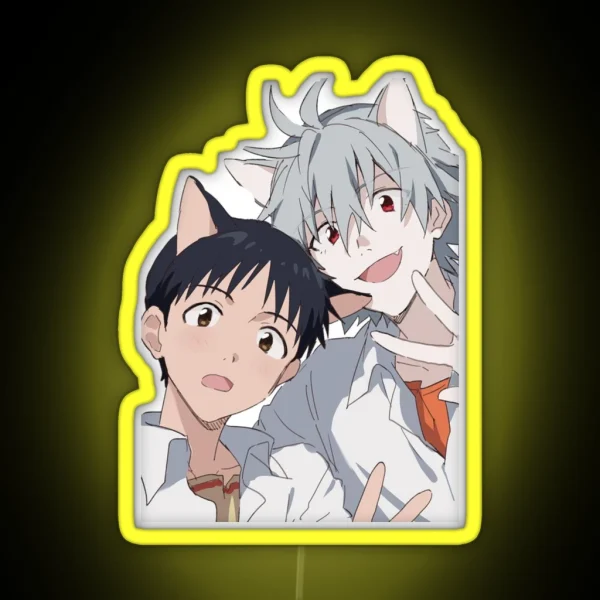 Shinji And Kaworu Catboys RGB Neon Sign